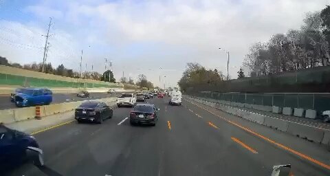 Vehicle Cuts Off Truck On Highway