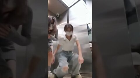 Two Possessed Chinese Girls Get All Weird In An Elevator