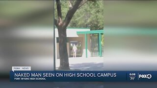 Naked man on high school campus