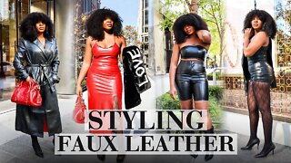 HOW TO STYLE FAUX LEATHER FALL 2021 | ZARA | GOOD AMERICAN | ABERCROMBIE | FENDI GUCCI & MORE