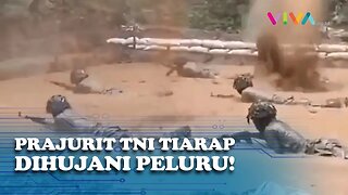 Dihujani Timah Panas, Prajurit TNI AD Tiarap di Lumpur