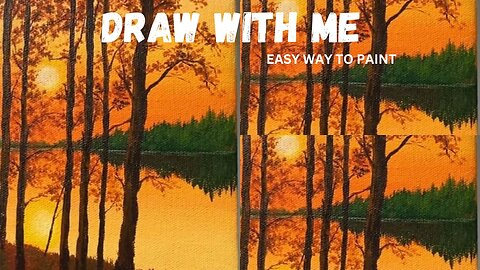 Calm lake painting/sunset painting/ acrylic painting tutorial/acrylic painting for beginners