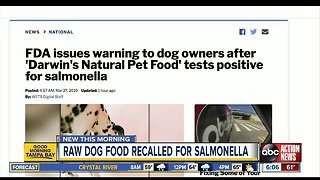 FDA issues warning to dog owners after 'Darwin's Natural Pet Food' tests positive for salmonella