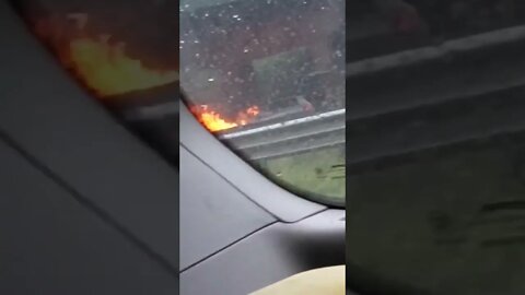 Car on FIRE under an overpass in New York ~ 8/22/2022