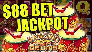 $88 HIGH LIMIT DANCING DRUMS COIN SHOWER JACKPOT!