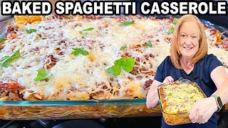 BAKED SPAGHETTI CASSEROLE Italian Dish with Ground Beef Bolognese Sauce