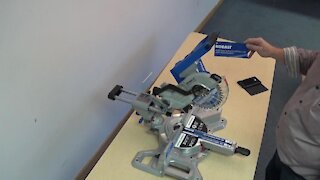 Lowes Kobalt 24 volt dual bevel sliding miter saw, Unboxing, first cut and battery life test