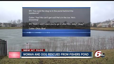 Frantic call from Fishers woman after her dog falls through the ice