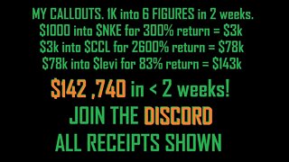 $142000 in 3 plays over 2 weeks, join the discord! ALL callouts provided BEFORE hand. Recipts shown.