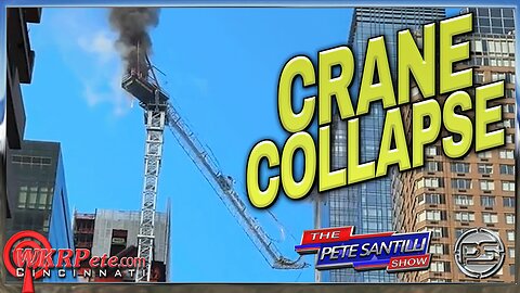 LARGE CONSTRUCTION CRANE BURSTS INTO FLAMES & COLLAPSES OFF NYC SKYSCRAPER