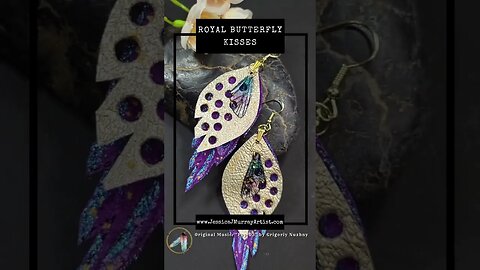 ROYAL BUTTERFLY KISSES, 3 inch, leather feather earrings
