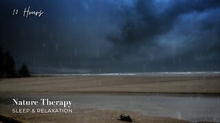 Tropical Rain & Distant Waves & Thunder | Stormy Weather in Thailand | Relaxing Sounds for Sleep