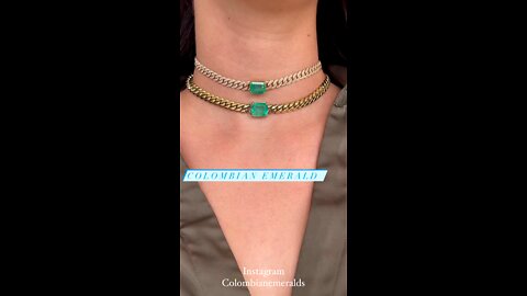 Miami iced out Cuban link diamond and Colombian emerald necklace choker 18K gold