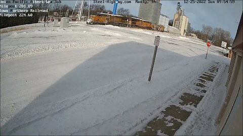 NB Union Pacific Snowplow in Manly, IA on December 25, 2022