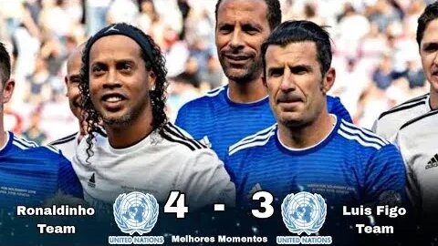 Football Legends Ronaldinho's team 4 - 3 Luis Figo Team All Goals & Highlights