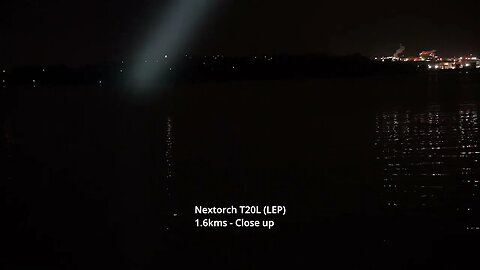 High Power LEP Flashlight Long-range Demonstration: Nextorch T20L Max 1.3-1.6km beam shots