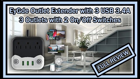EyGde Outlet Extender P-06 with 3 USB 3.4A & 3 Outlets with 2 On/Off Switches FULL REVIEW