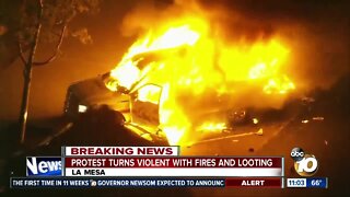 La Mesa protest turns violent with fires and looting