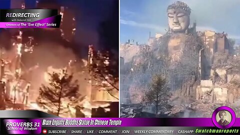 Fire Engulfs False Idol God Buddha Statue In Chinese Temple