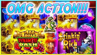 STINKIN HUGE AWESOME WIN! ACTION PACKED! All Aboard Dynamite Dash VS Stinkin Rich Slot