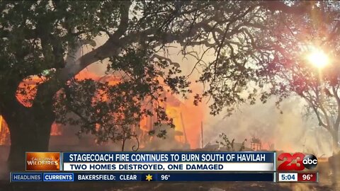 Stagecoach fire continues to burn south of Havilah