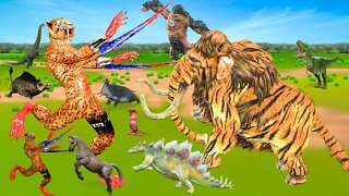 Saber Tooth Tiger Death race Vs Animals vs Speed Race Zigzag Course Animal Revolt Battle Simulator