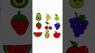 How to draw and paint Fruits Kawaii #shorts