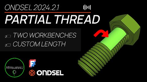 ⏱ TIMELAPSE 🔩 Partially Threaded Screw In Ondsel - FreeCAD Fasteners Workbench - FreeCAD Tutorial