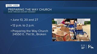 Food on the Move and Preparing the Way Church are giving away groceries to families in need