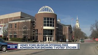 Henry Ford Museum offering free admission for showing "I Voted" sticker