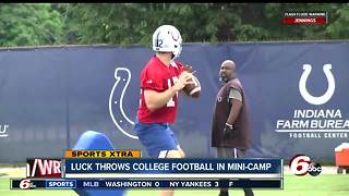 Andrew Luck throws a football for the first time since October at Colts' minicap