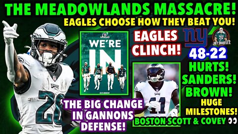 MASSACRE AT THE MEADOWLANDS! 48-22! Eagles Beat Giants And Make HISTORY! Injuries! Official CLINCHED