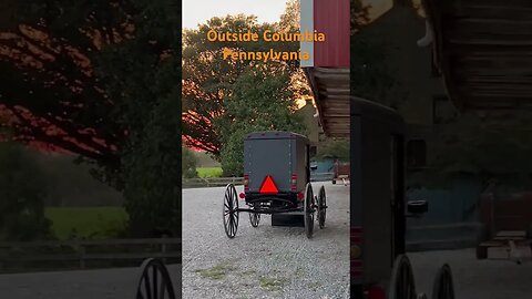 Beautiful sunset and Amish farm, with motorcycle in Lancaster county Pennsylvania