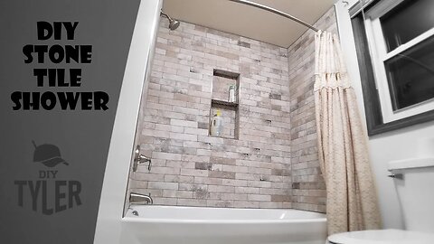 DIY Tile Shower |Tub Insert to Stone Tile Wall Shower
