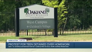Protest for teen detained over not completing homework