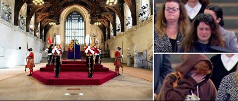 Royal mourners burst into tears as they pay respects to Queen inside Westminster Hall