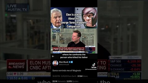 Elon Musk is asked about his George Soros/Magneto comparison