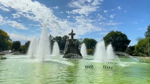 Time Lapse Of Clouds Over Meyer Circle Fountain