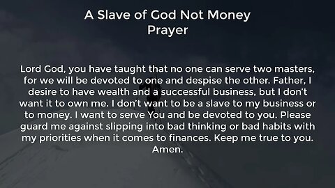 A Slave of God Not Money Prayer (Prayer for Success and Prosperity in Business)