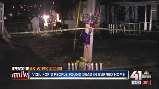 Vigil held for three people found dead in burned home