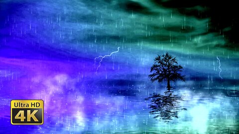 4K Rain & Thunder - [[ Piano Background ]] - [[ Relaxing Sleep Study ]] - Music Therapy