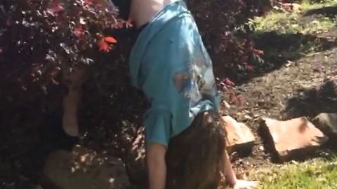 A Girl Backflips Into A Bush And Gets Stuck