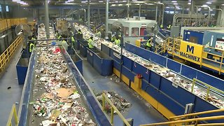 Recycling workers stuck by used needles