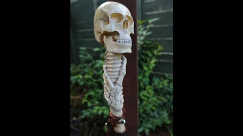 Wood Carving skull Walking stick full video