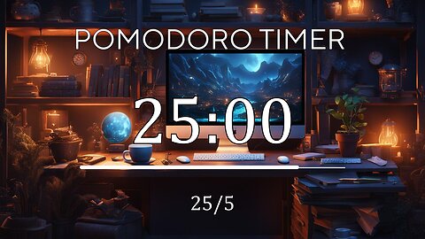 25/5 Pomodoro Timer 💙 Guitar + Frequency for Relaxing, Studying and Working 💙