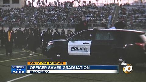 Police officer's quick thinking helps save high school's graduation ceremony