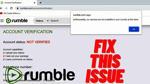 Rumble | Unfortunately, our services are not available in your country at this time. | HOW TO FIX