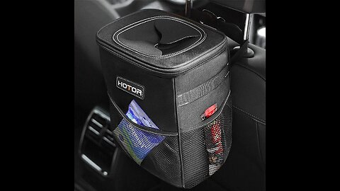 HOTOR Car Trash Can with Lid and Storage Pockets, Waterproof, Multipurpose Trash Bin for Car