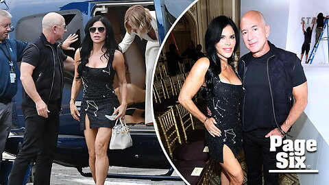 Jeff Bezos and Lauren Sánchez arrive via chopper for NYFW in coordinating all-black outfits