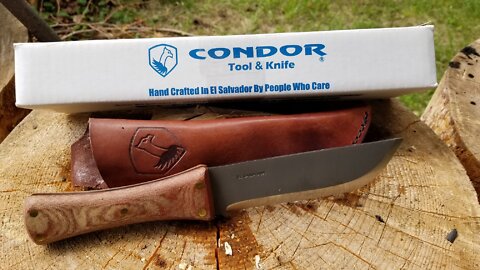 Condor Primitive Camp Knife fixed blade Review. 1095HC steel overall length 11" handle 5" blade 6"